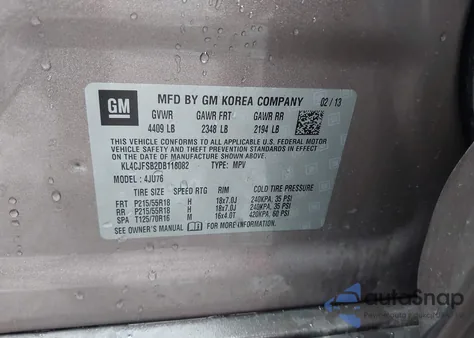 2013 Buick Encore Convenience z USA, uszkodzony, nr VIN KL4CJFSB2DB118082